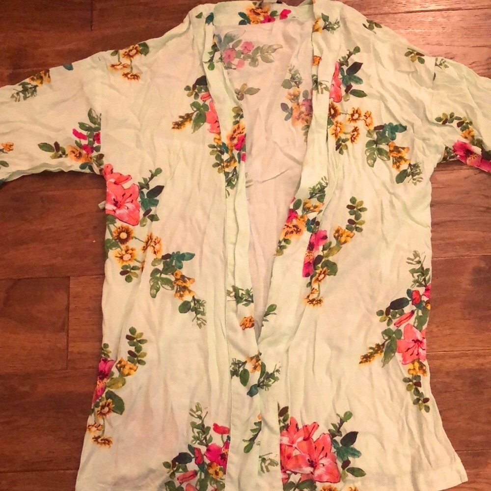 Mint green flora kimono Forever 21 small